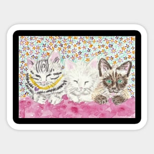 Cute kittens  cat watercolor painting Sticker